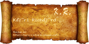 Kéri Richárd névjegykártya